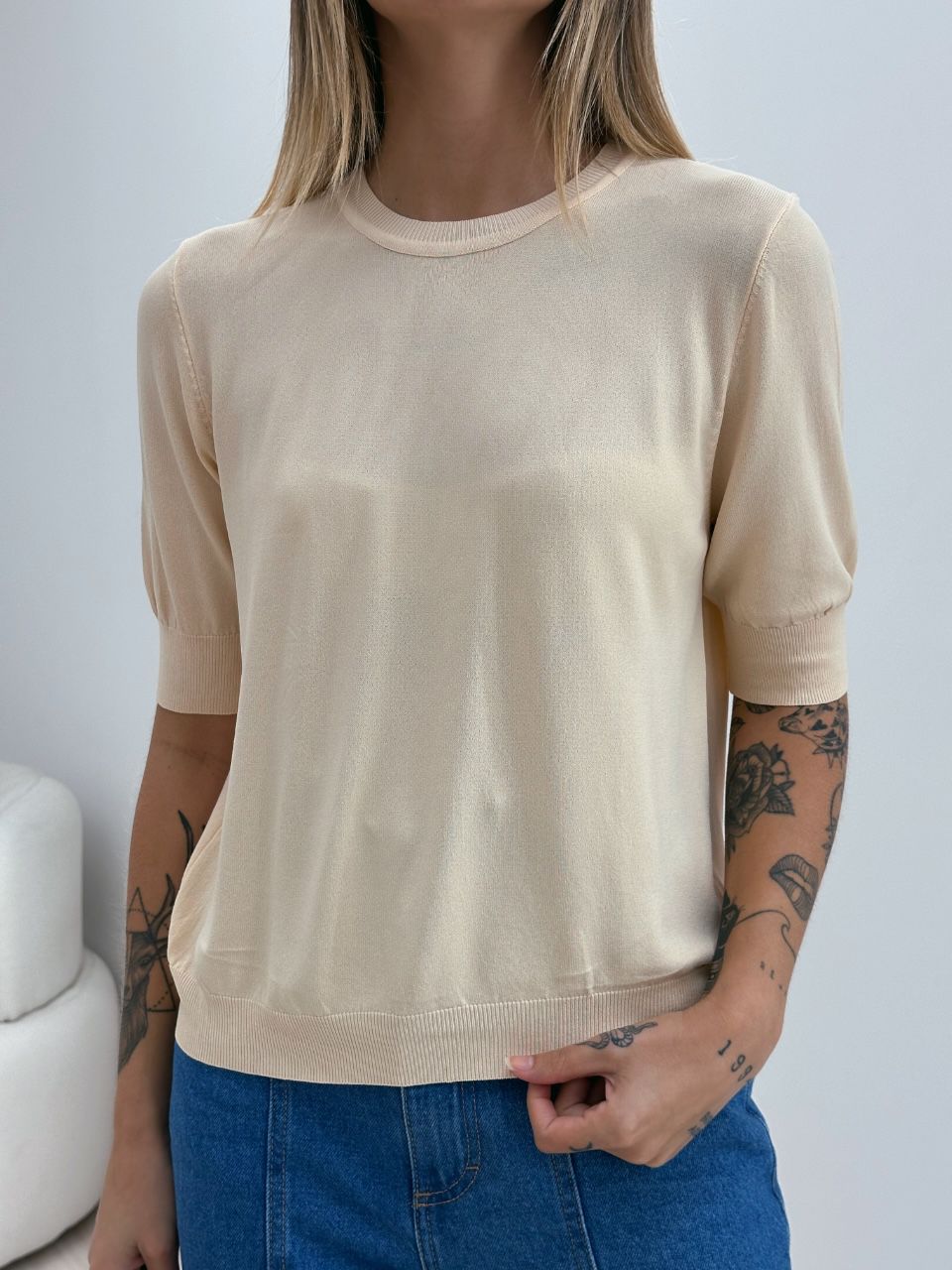 BLUSA MANU TRICOT BASIC CREME