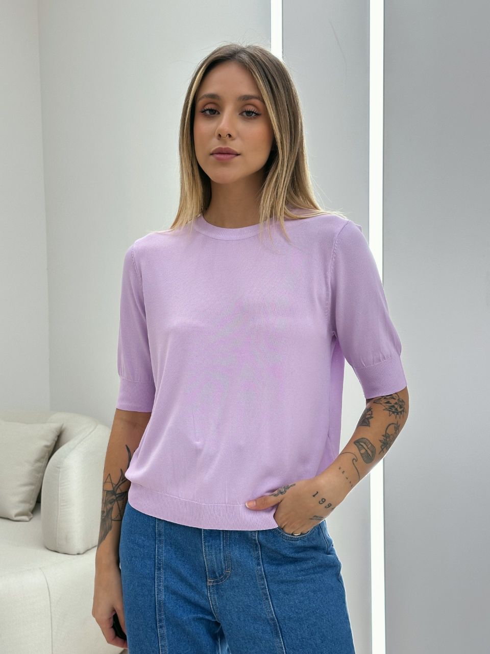 BLUSA MANU TRICOT BASIC LILÁS