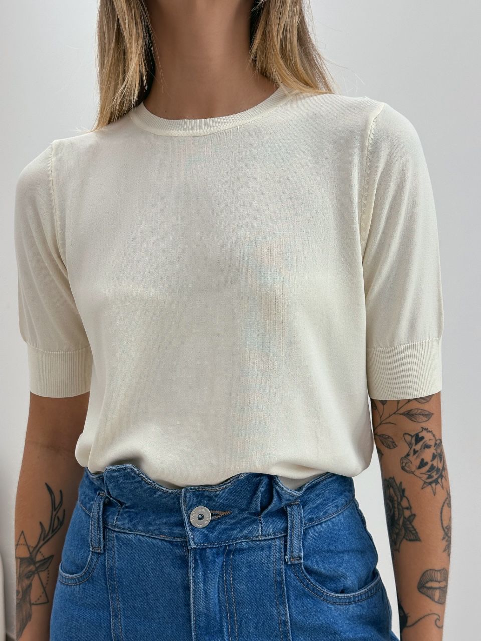 BLUSA MANU TRICOT BASIC MARFIM