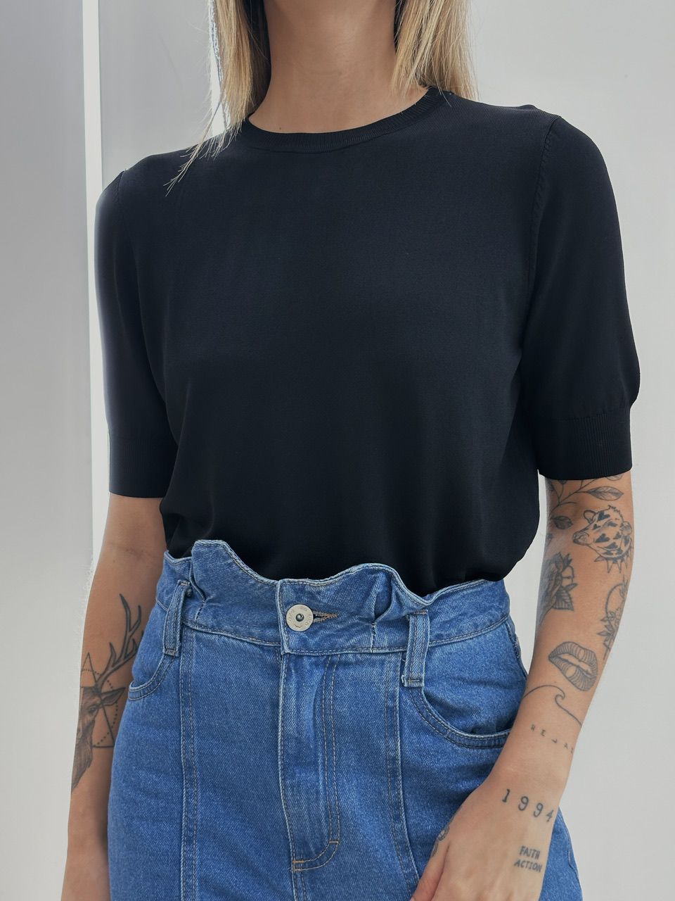 BLUSA MANU TRICOT BASIC PRETA