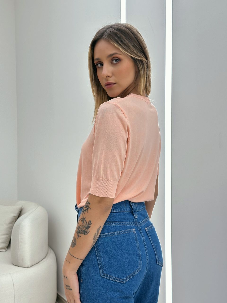 BLUSA MANU TRICOT BASIC ROSÊ