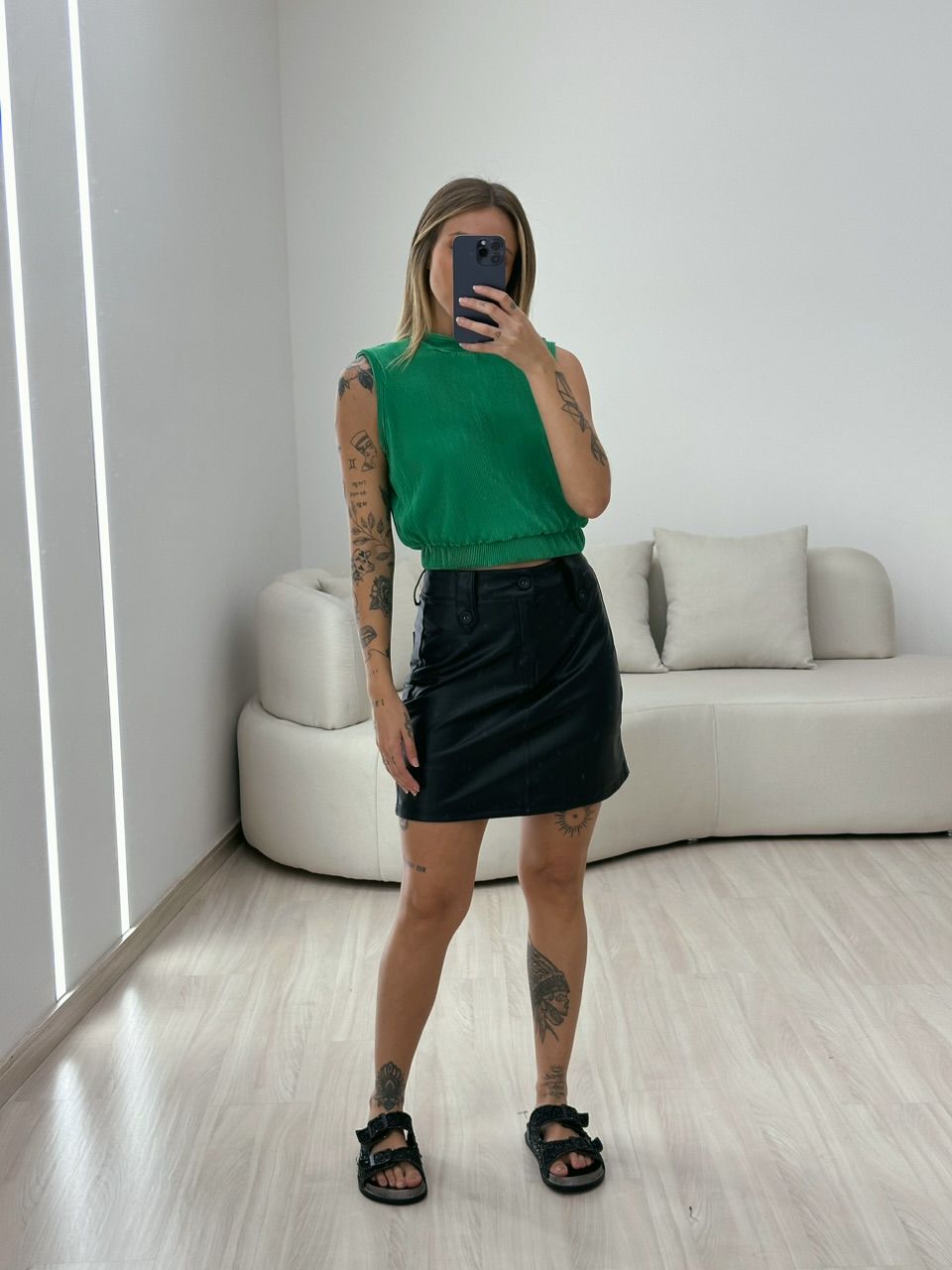 BLUSA RAFA PLISSADA VERDE