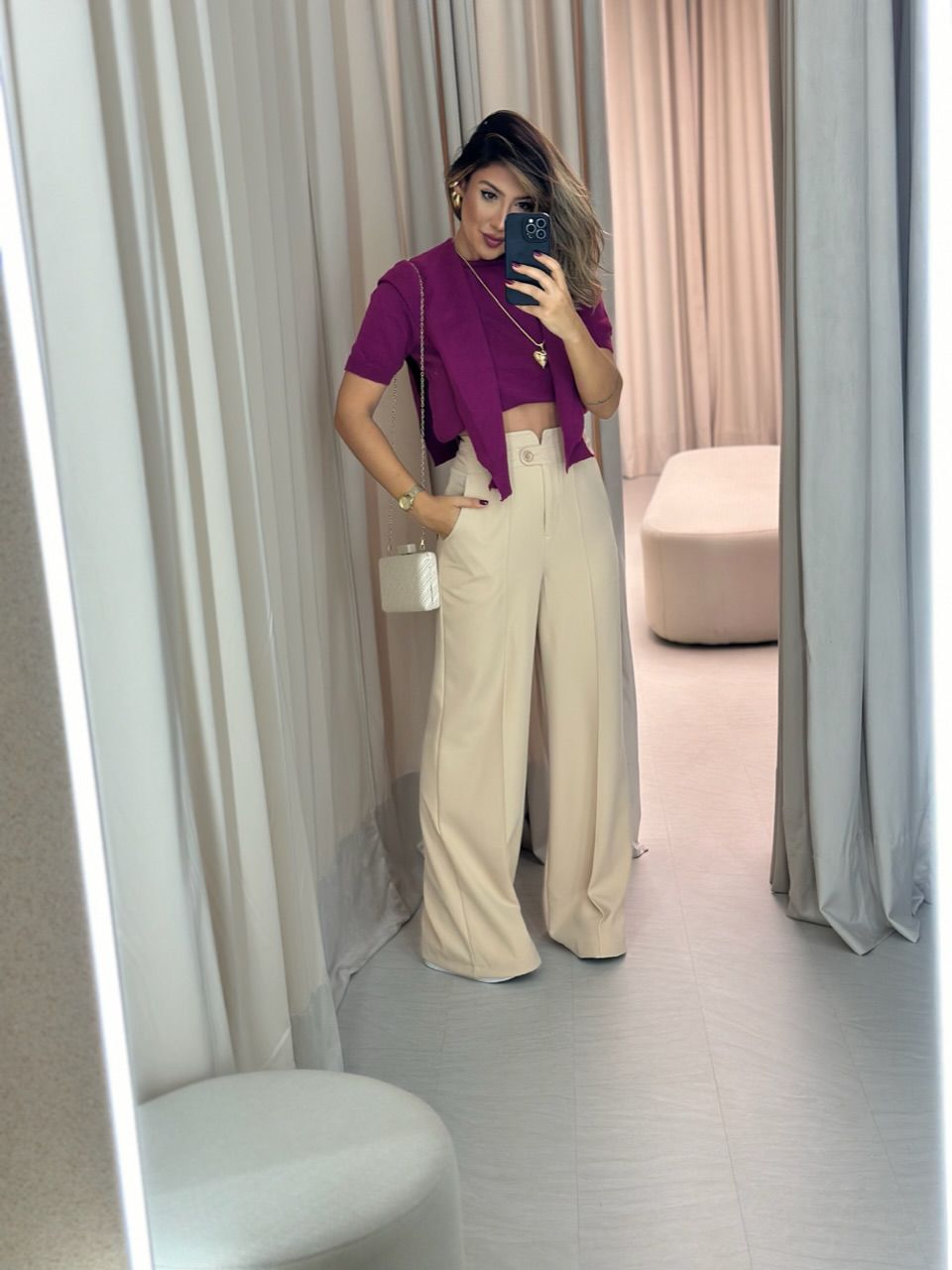 BLUSA TRICOT C/ SOBREPOSIÇÃO FUCSIA