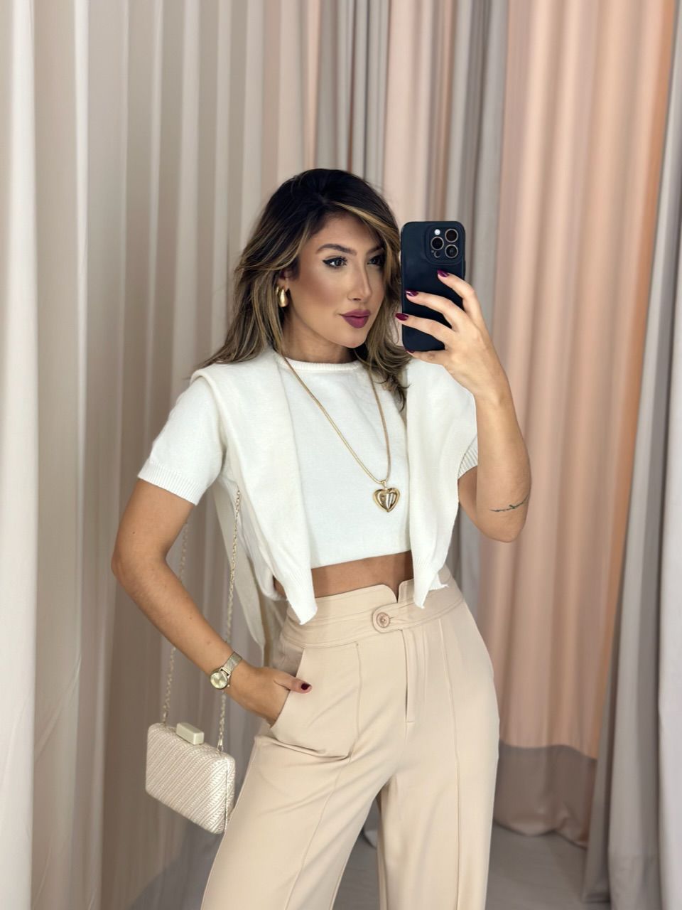 BLUSA TRICOT C/ SOBREPOSIÇÃO OFF