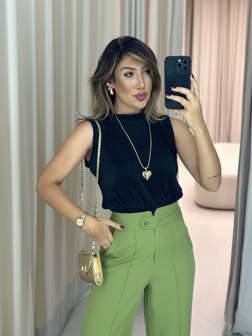 CALÇA LETÍCIA PANTALONA PISTACHE