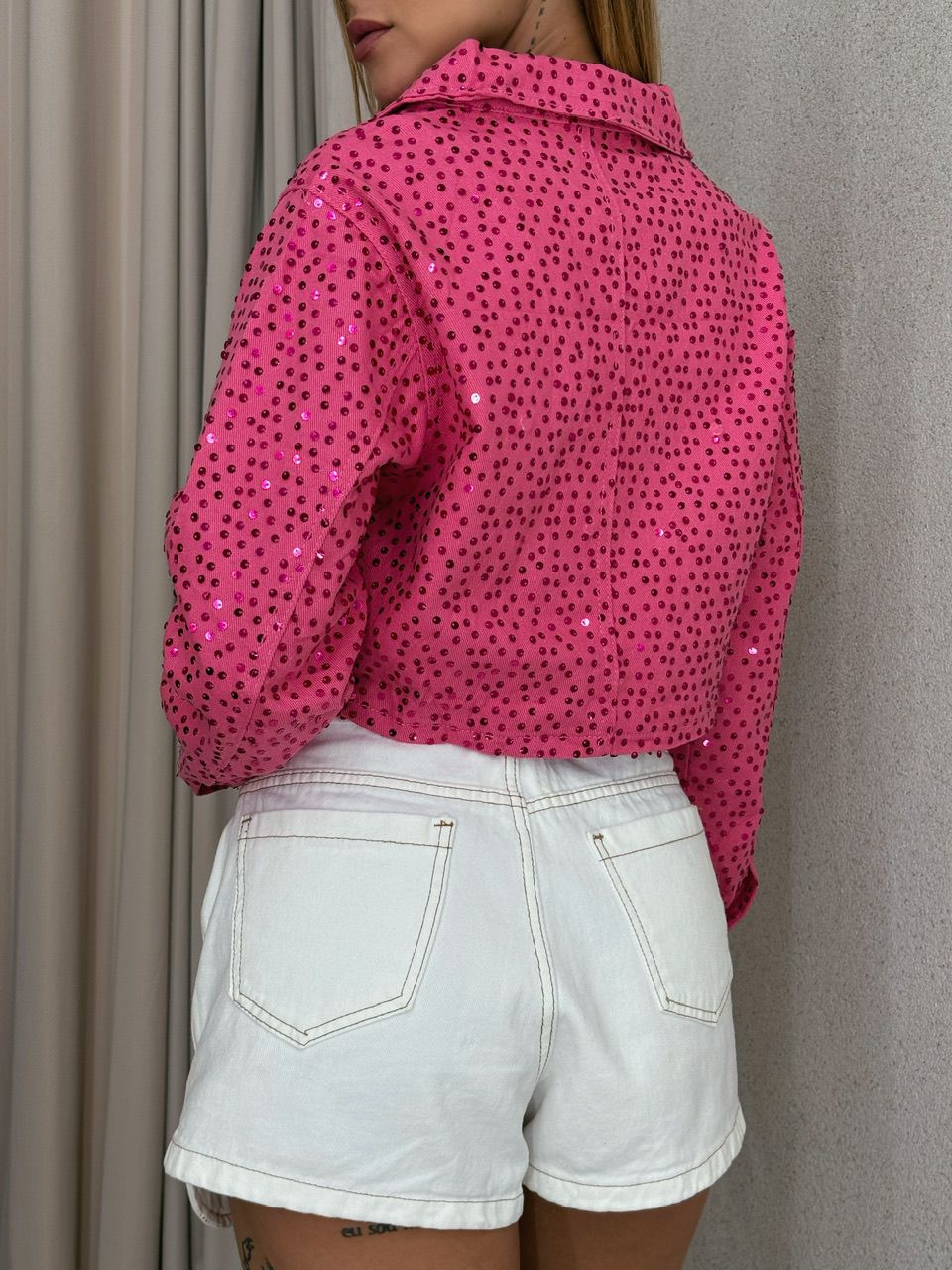 JAQUETA SAMANTA PAETÊ ROSA