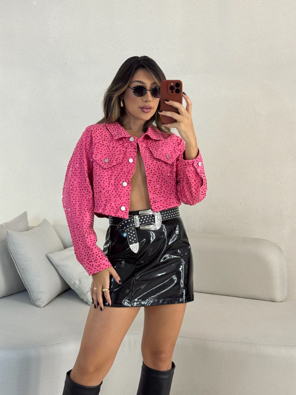 JAQUETA SAMANTA PAETÊ ROSA