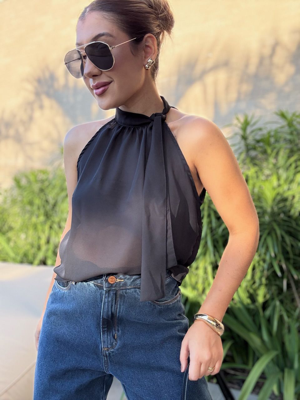 BLUSA KEROLYN. CAVADA PRETA - 0065820033 - CAROLLA FERRARO