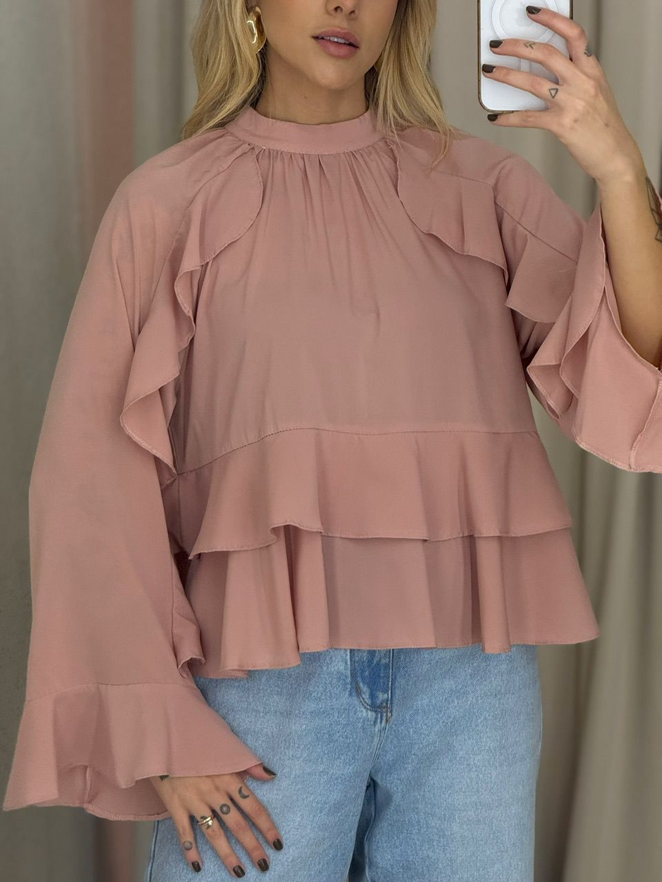 BLUSA MILENA BABADOS Rosê