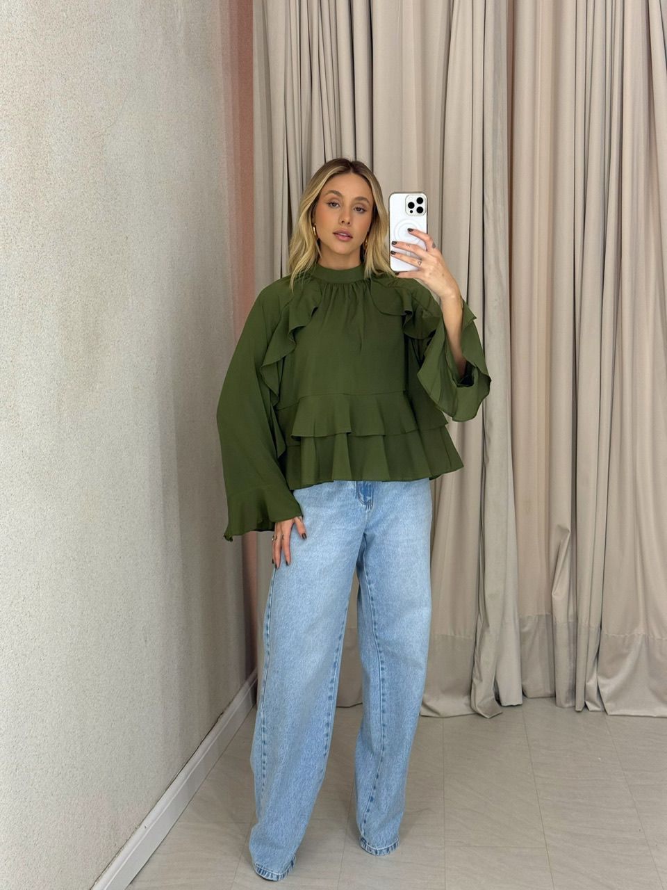 BLUSA MILENA BABADOS verde