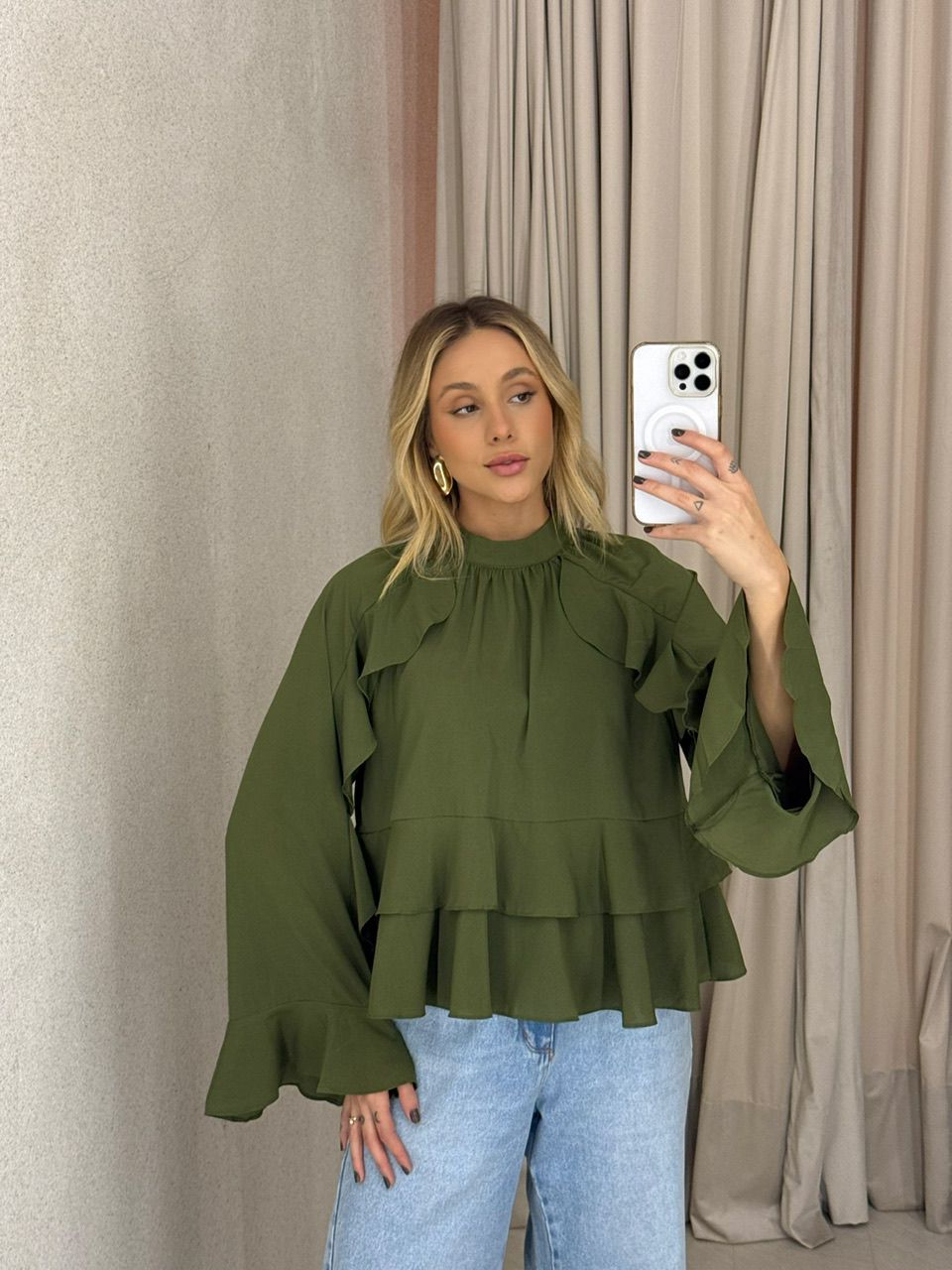 BLUSA MILENA BABADOS verde