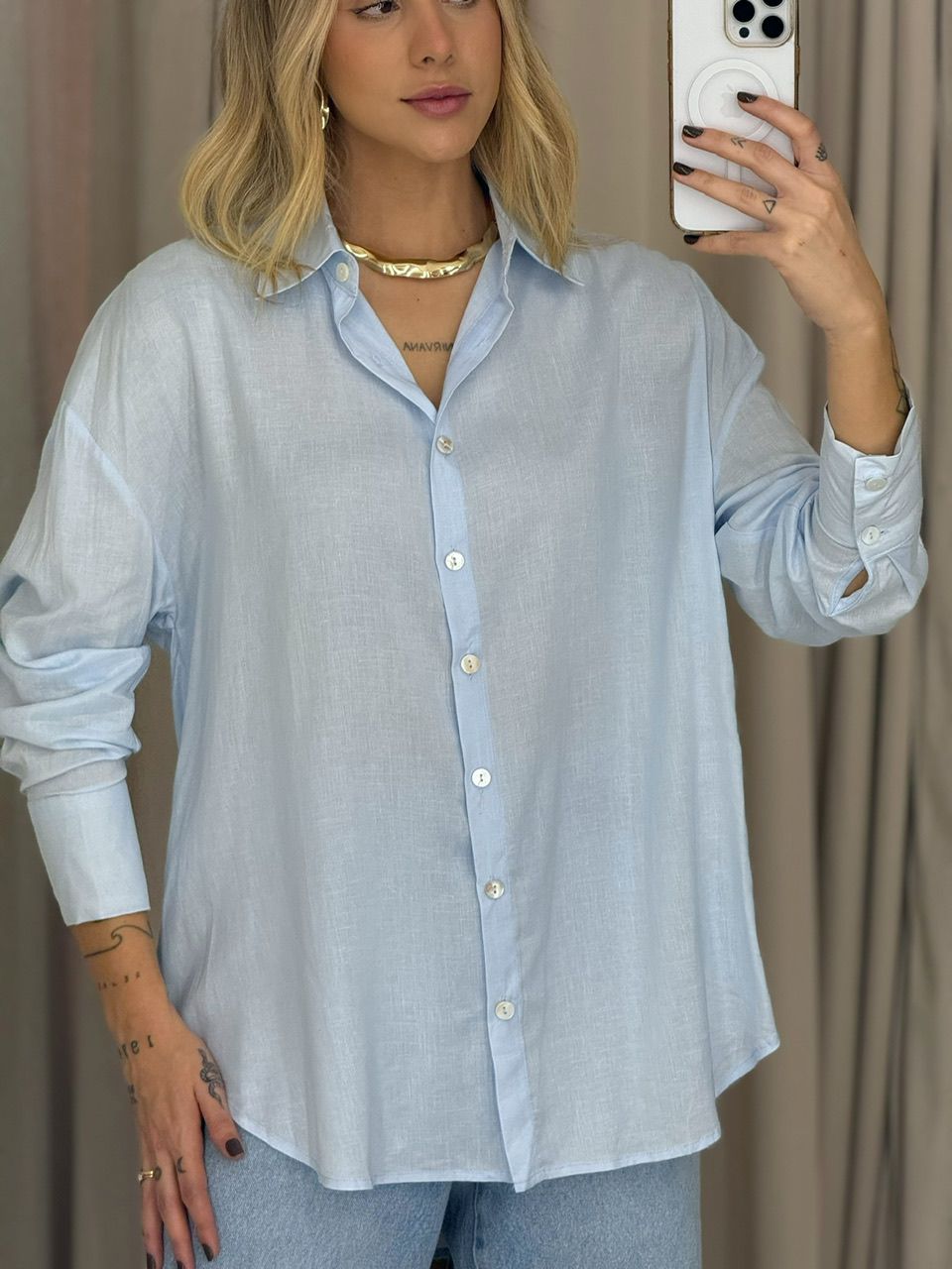 CAMISA ANDREIA LISA BABY BLUE