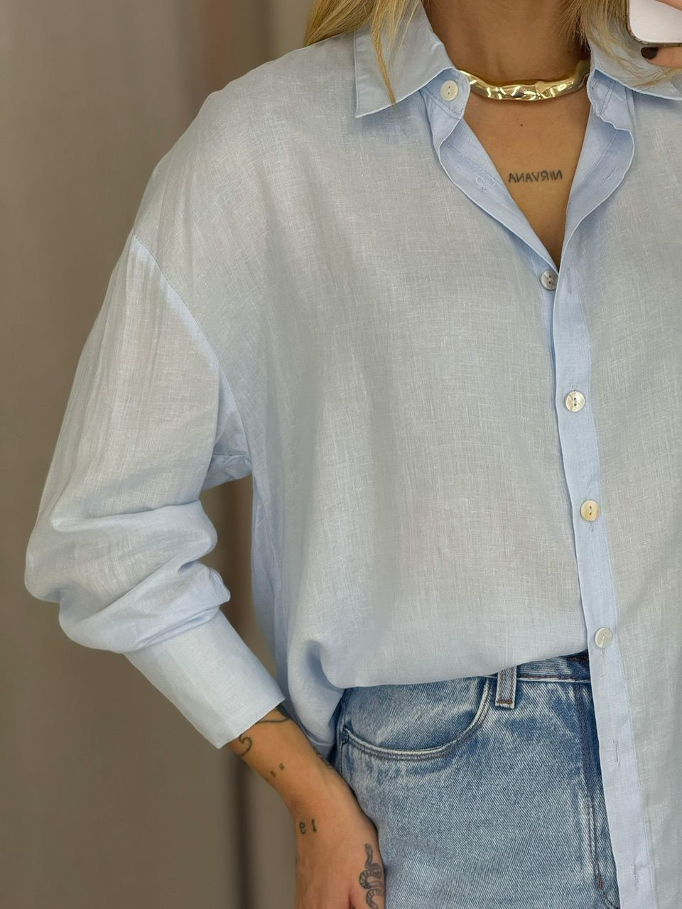 CAMISA ANDREIA LISA BABY BLUE