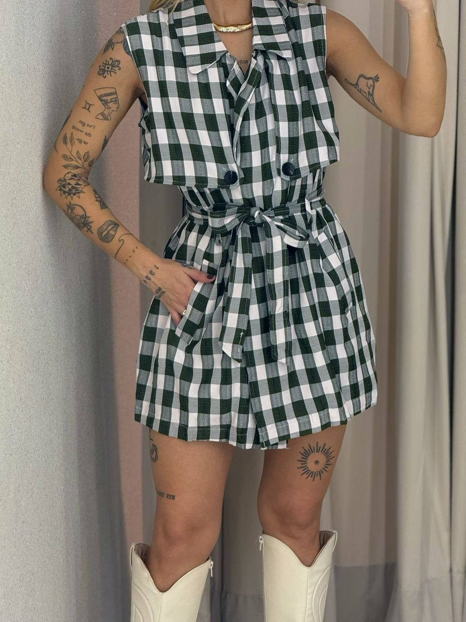 COLETE ANTONIA XADREZ VERDE