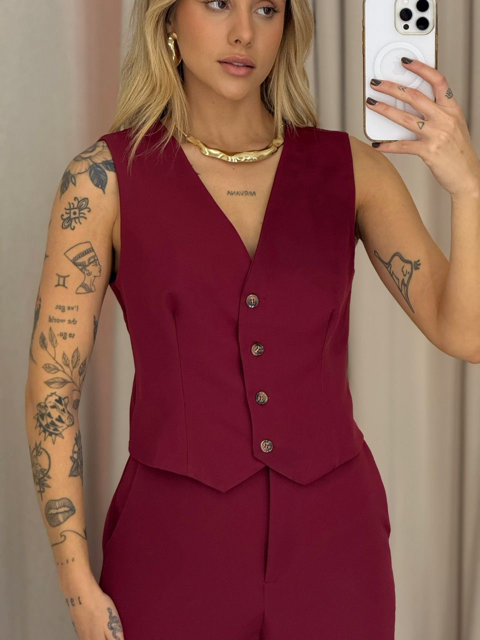 CONJUNTO VIRGÍNIA CALÇA CHERRY RED