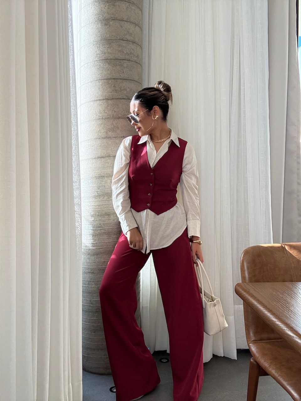 CONJUNTO VIRGÍNIA CALÇA CHERRY RED