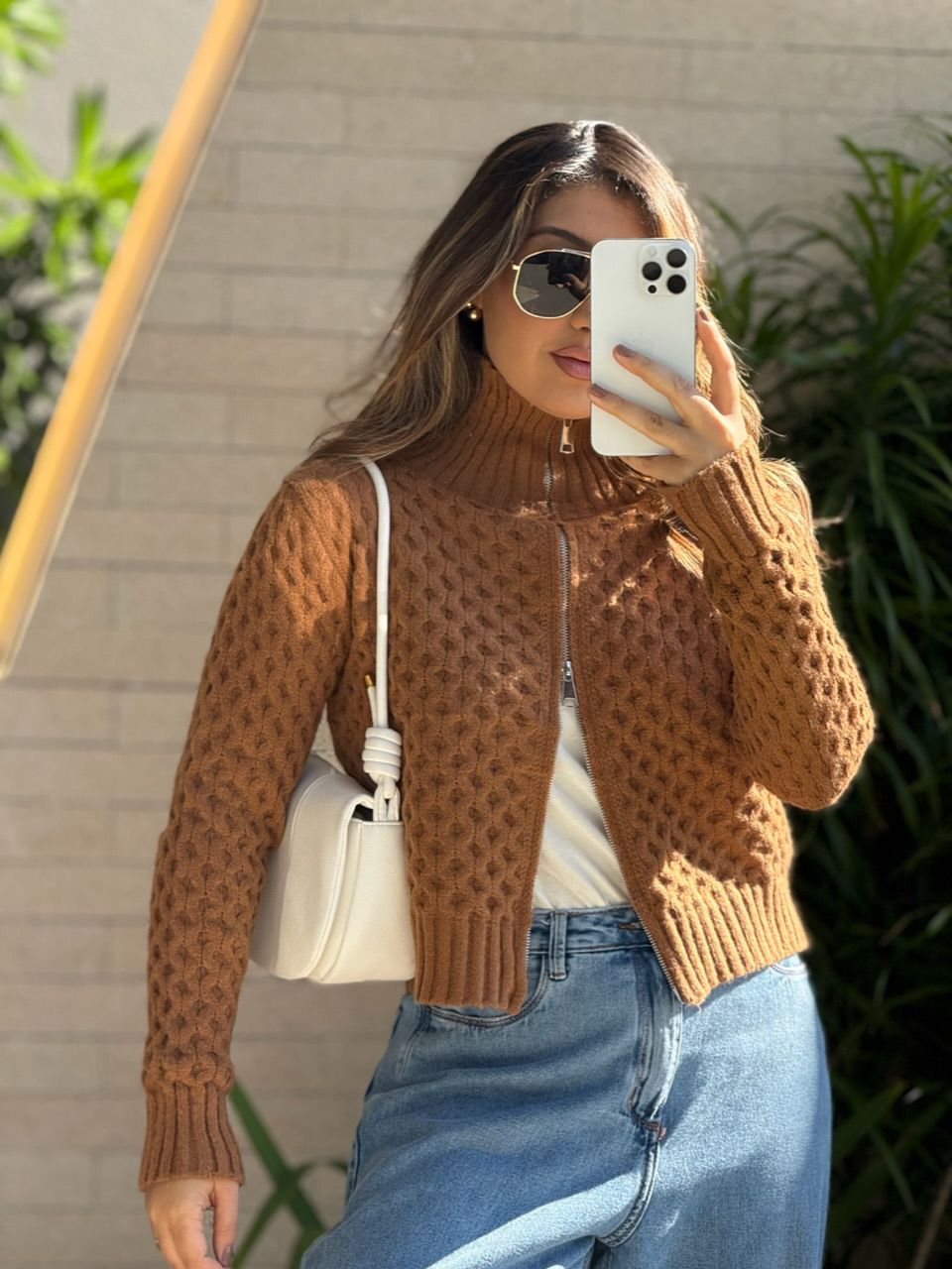 SUÉTER BÁRBARA ZÍPER CARAMELO - 0065730095 - CAROLLA FERRARO