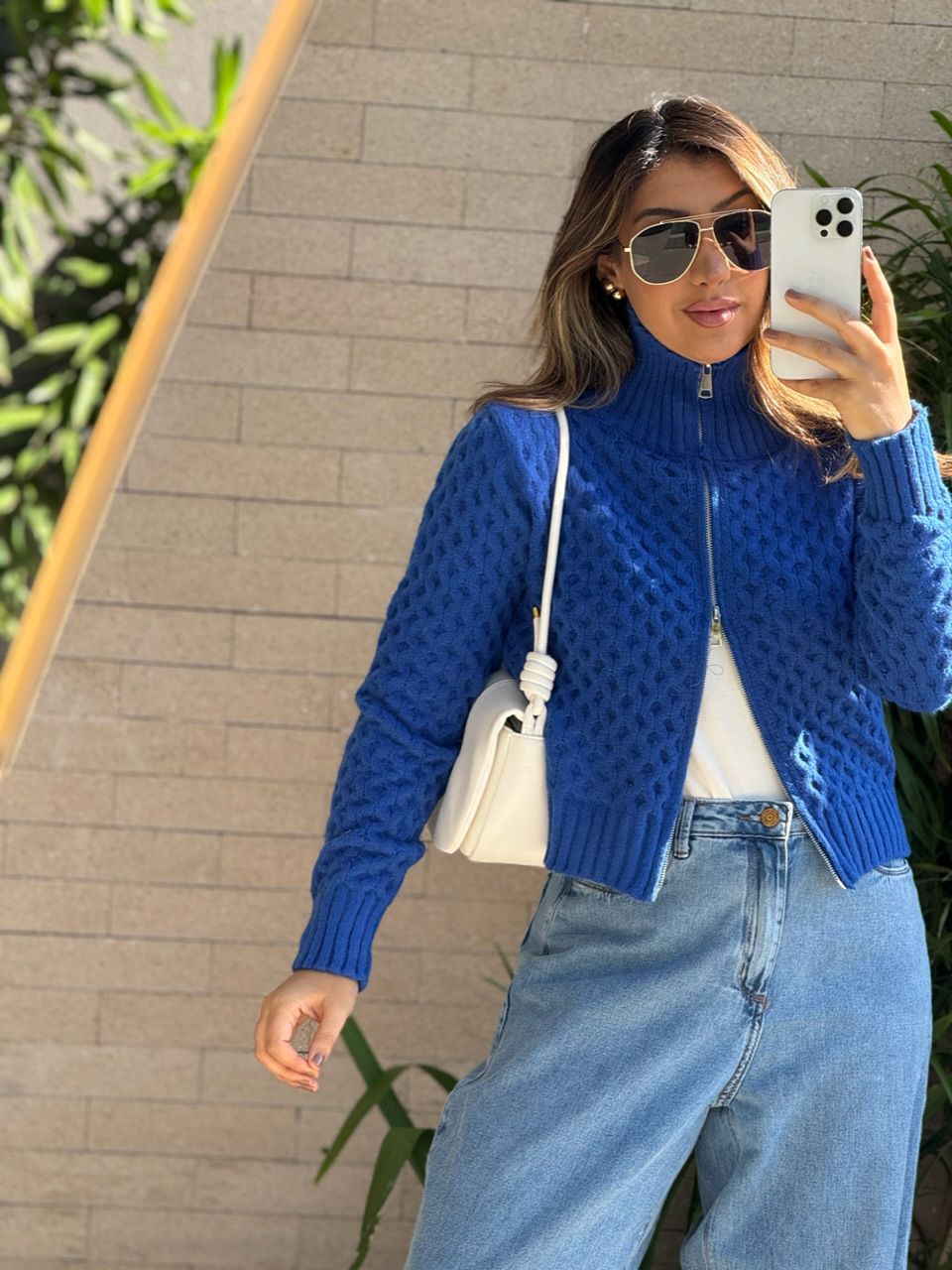 SUÉTER BÁRBARA ZÍPER AZUL BIC - 0065730288 - CAROLLA FERRARO