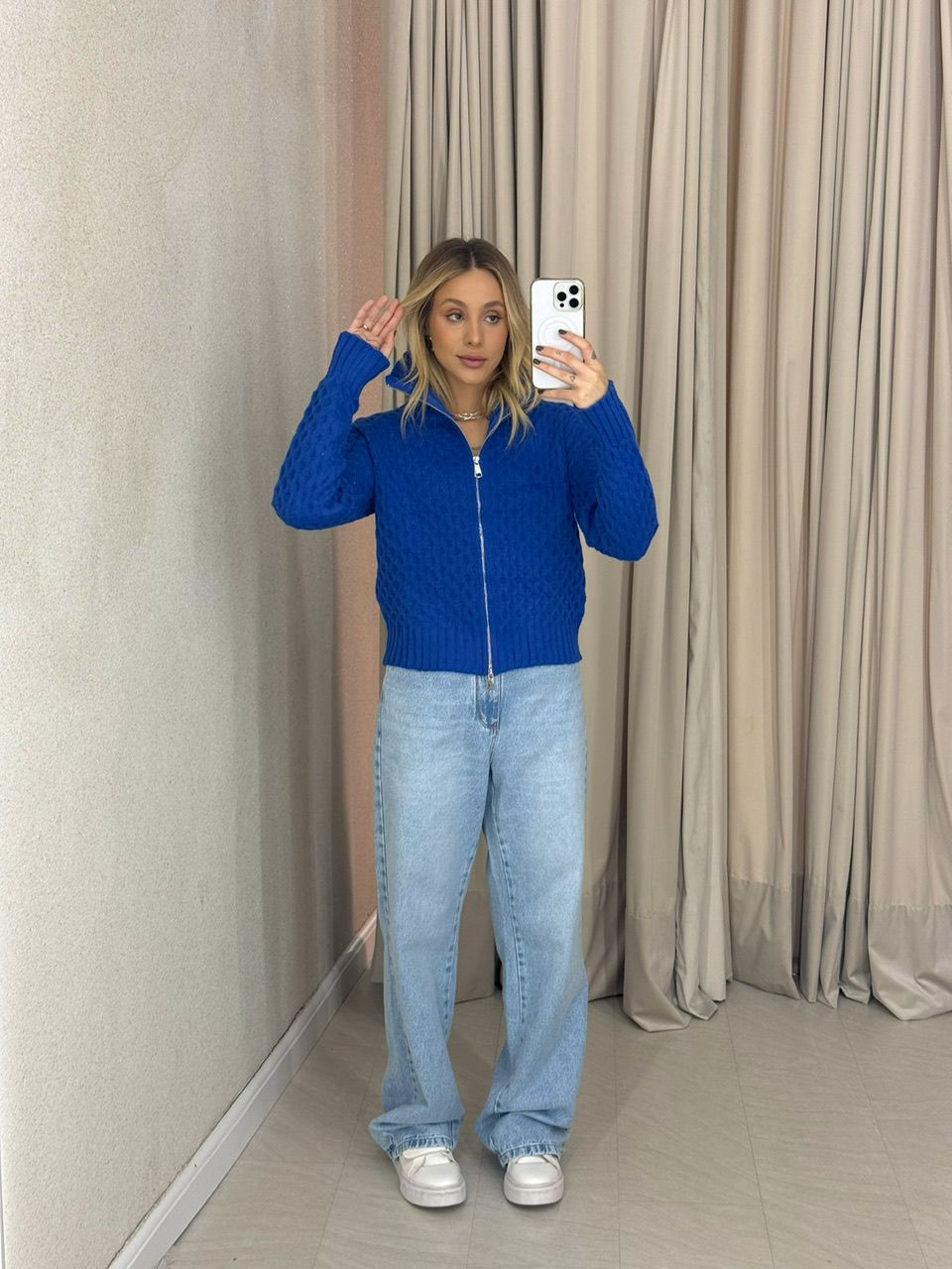 SUÉTER BÁRBARA ZÍPER AZUL BIC