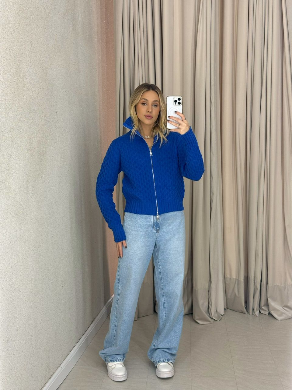 SUÉTER BÁRBARA ZÍPER AZUL BIC