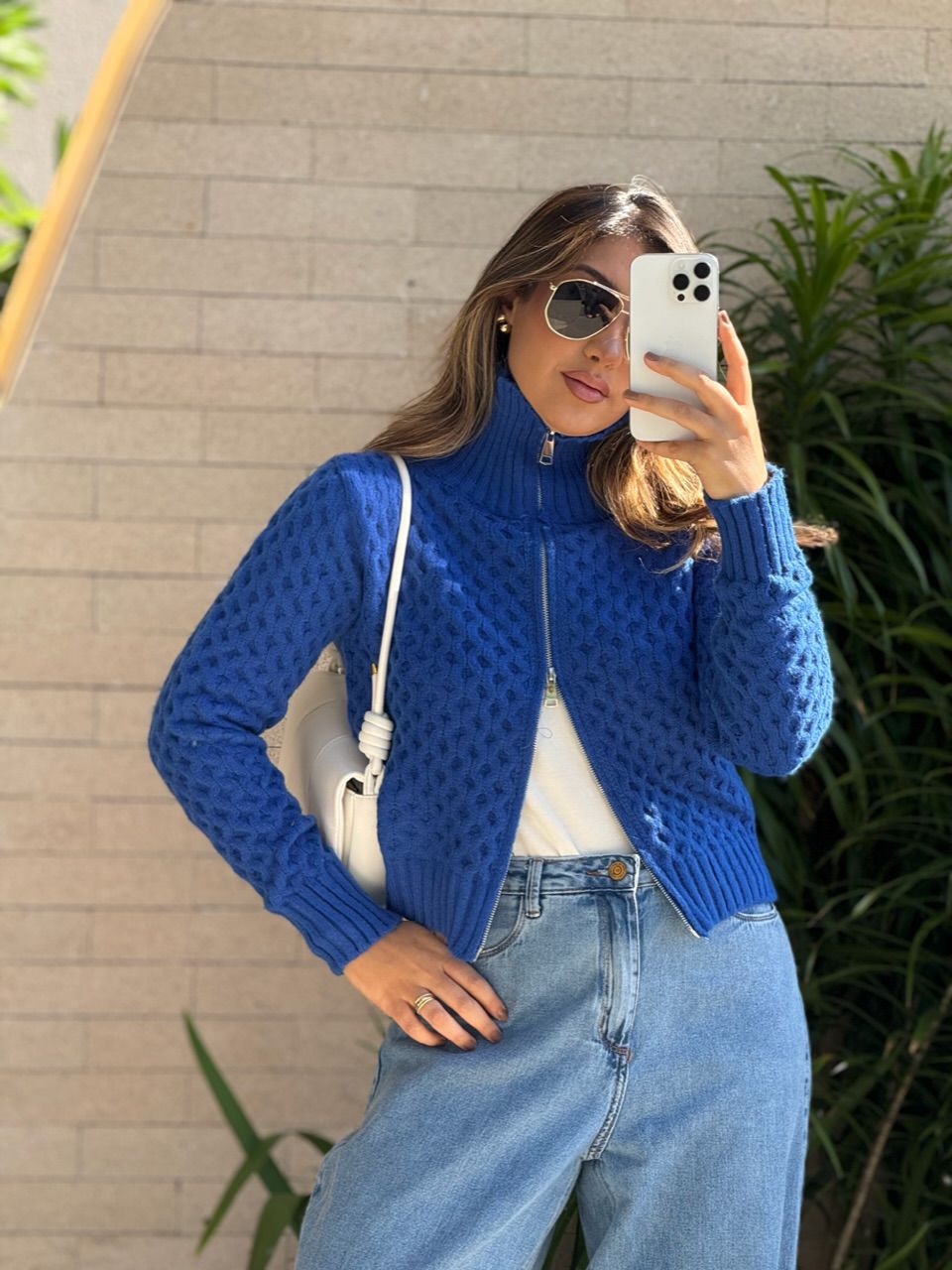 SUÉTER BÁRBARA ZÍPER AZUL BIC