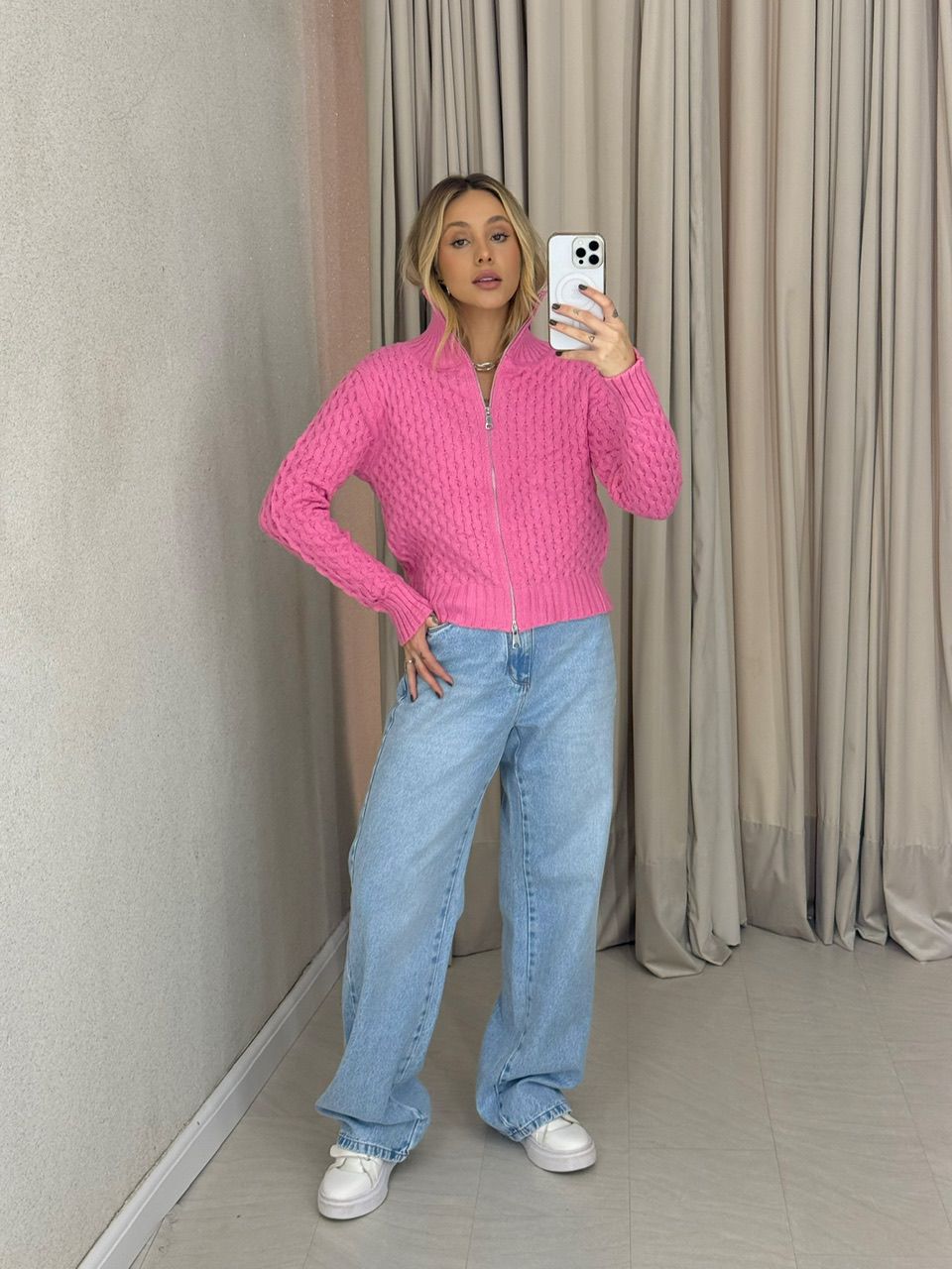 SUÉTER BÁRBARA ZÍPER Rosa