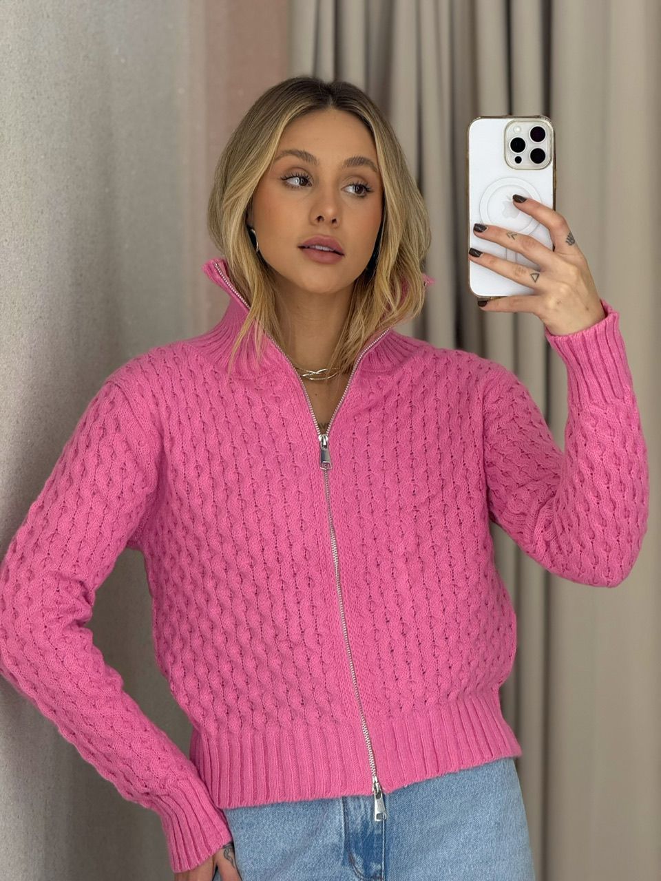 SUÉTER BÁRBARA ZÍPER Rosa