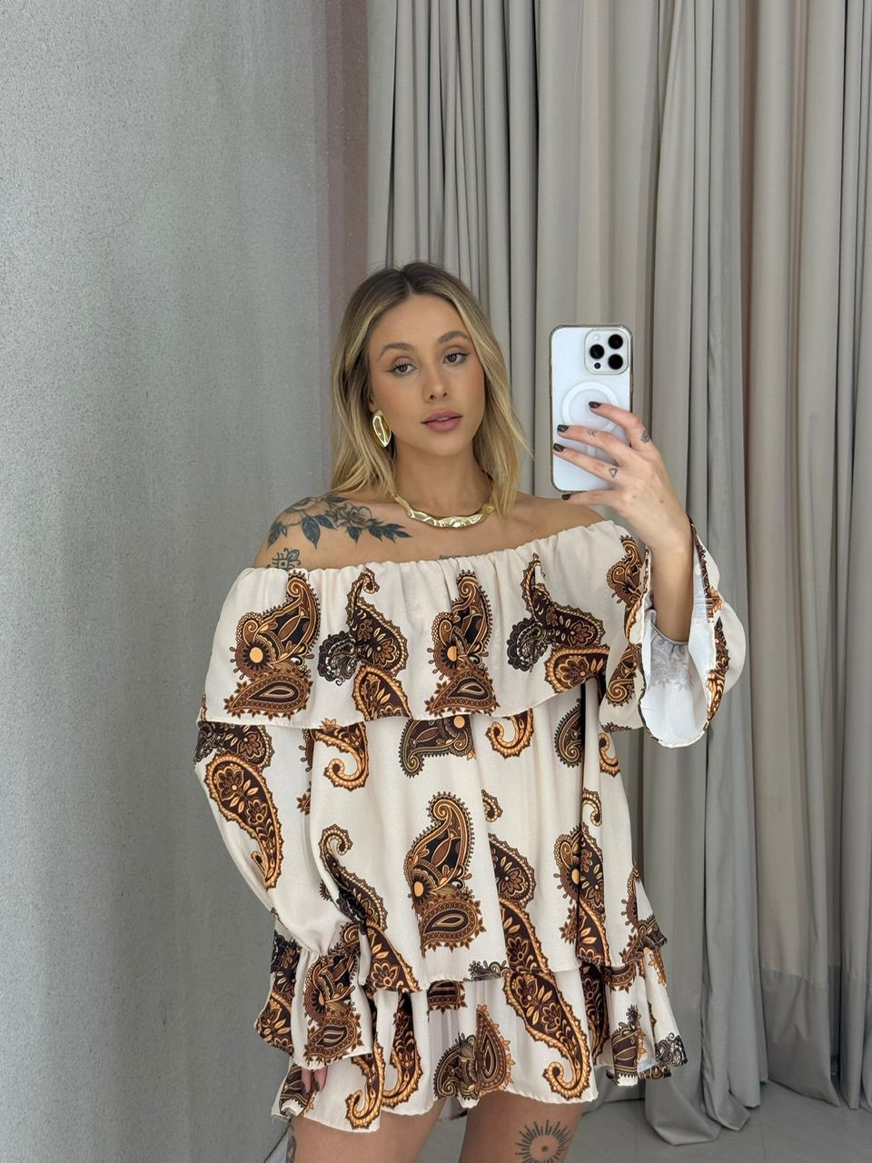 VESTIDO DAYANE ESTAMPADO NUDE