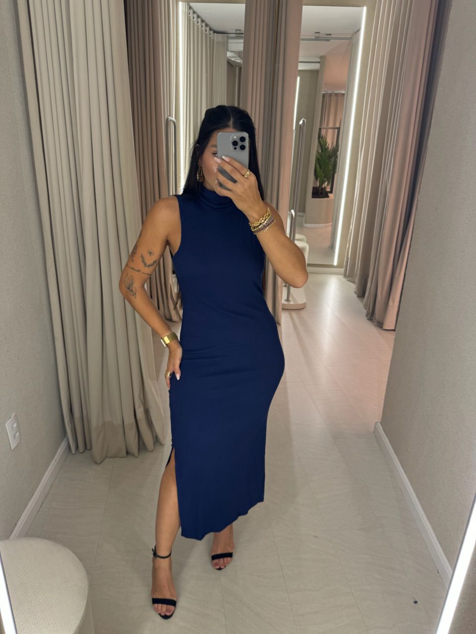 VESTIDO NAYLA CAVADO AZUL MARINHO