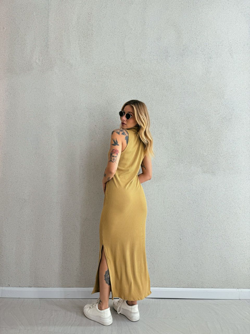 VESTIDO NAYLA CAVADO mostarda