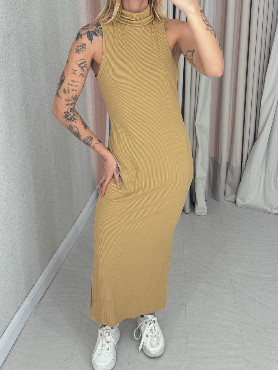 VESTIDO NAYLA CAVADO mostarda