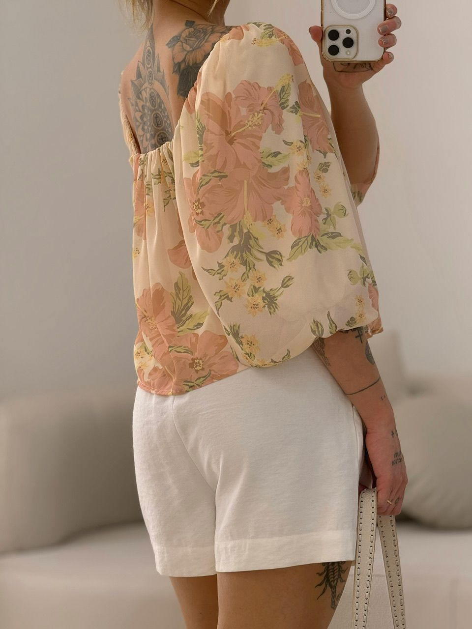 BLUSA MAVIE MANGA BUFANTE ESTAMPADA