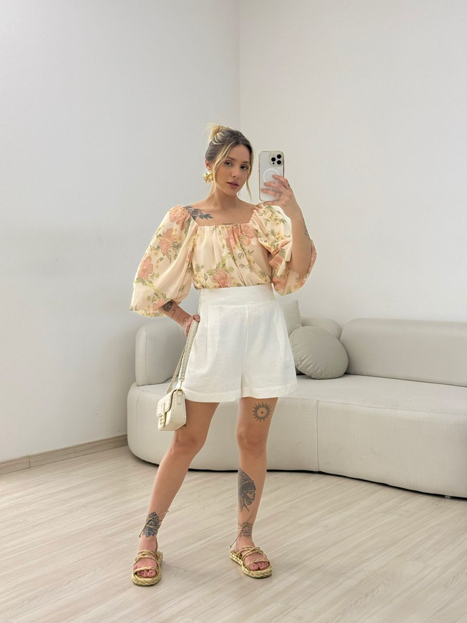 BLUSA MAVIE MANGA BUFANTE ESTAMPADA