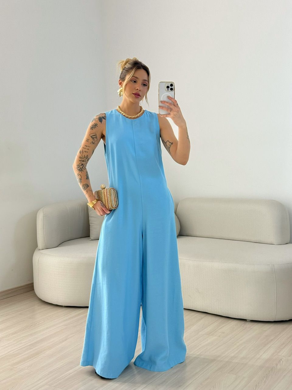 MACACÃO MIRELA CAVADO AZUL - 0067450109 - CAROLLA FERRARO