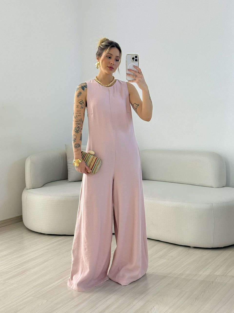 MACACÃO MIRELA CAVADO BABY PINK - 0067450366 - CAROLLA FERRARO