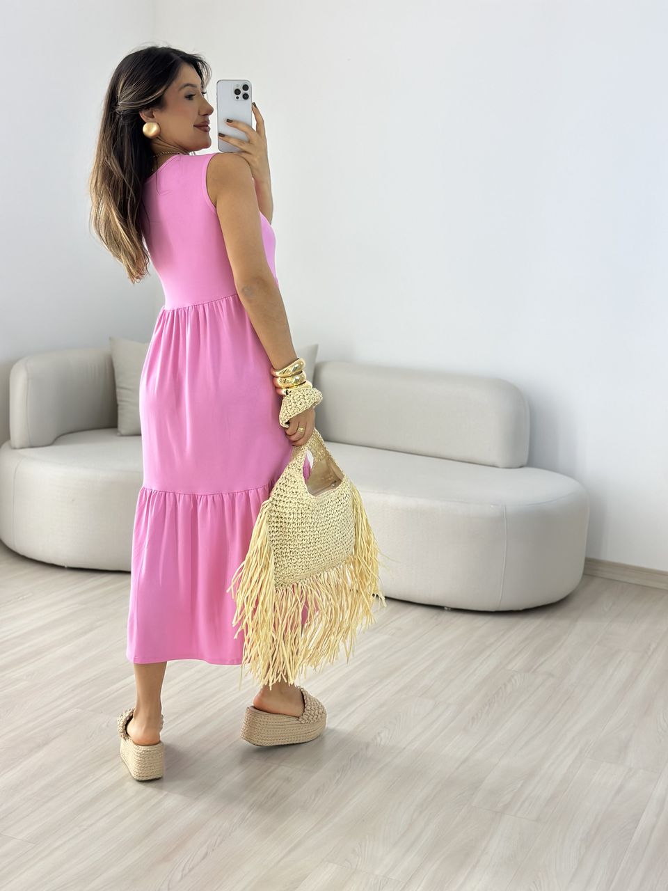 VESTIDO GILDA CAVADO Rosa