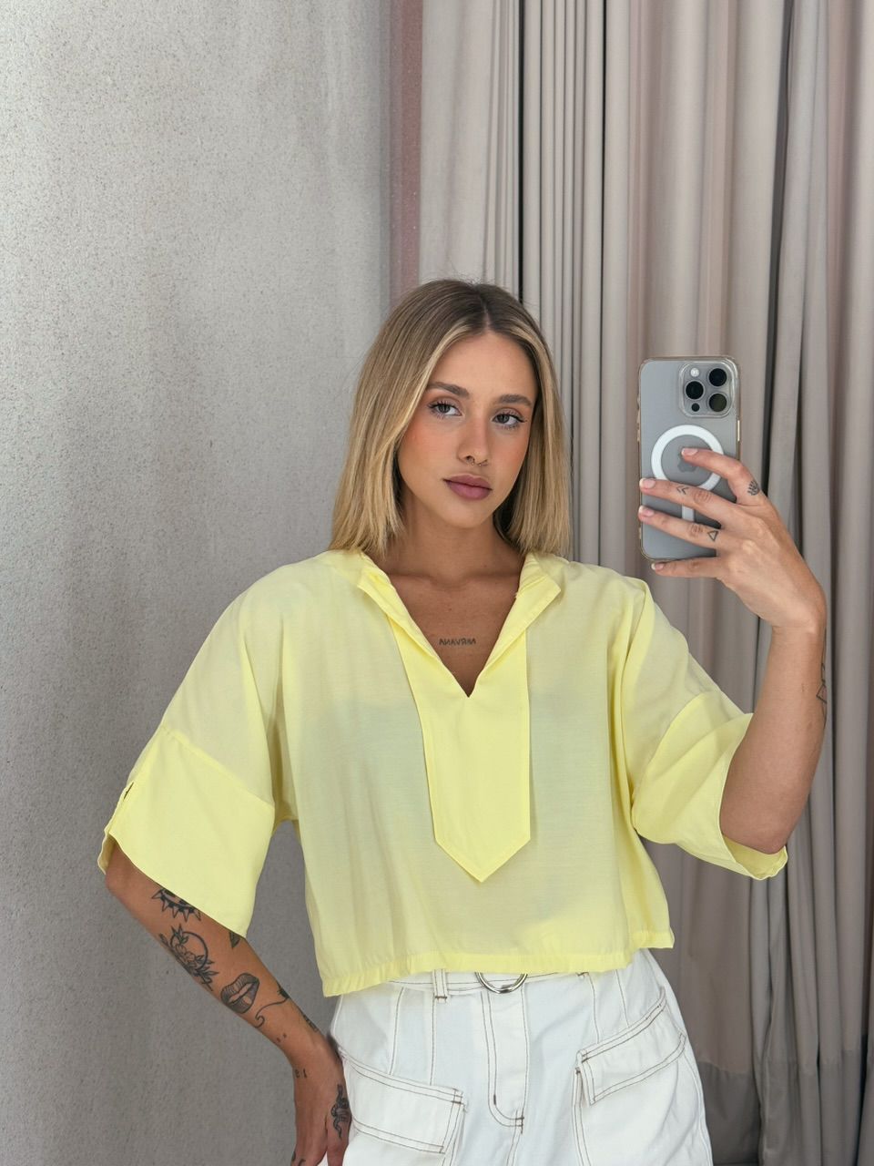 CROPPED RAIENE LISO AMARELO