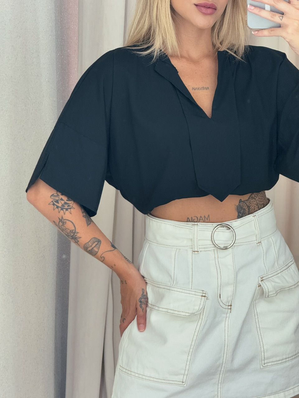 CROPPED RAIENE LISO PRETO