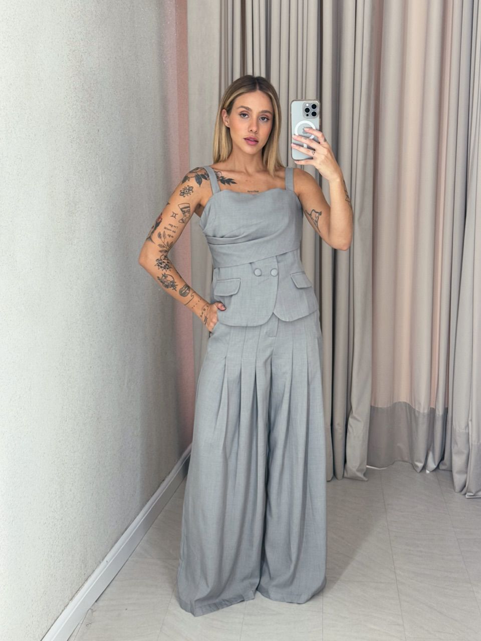 CONJUNTO EDNA CALÇA CINZA - 0059370091 - CAROLLA FERRARO