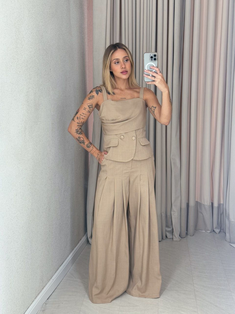 CONJUNTO EDNA CALÇA NUDE - 0059370049 - CAROLLA FERRARO