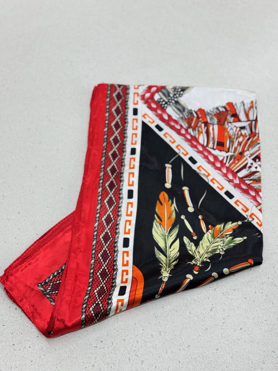 LENÇO CETIM PRETO/VERMELHO