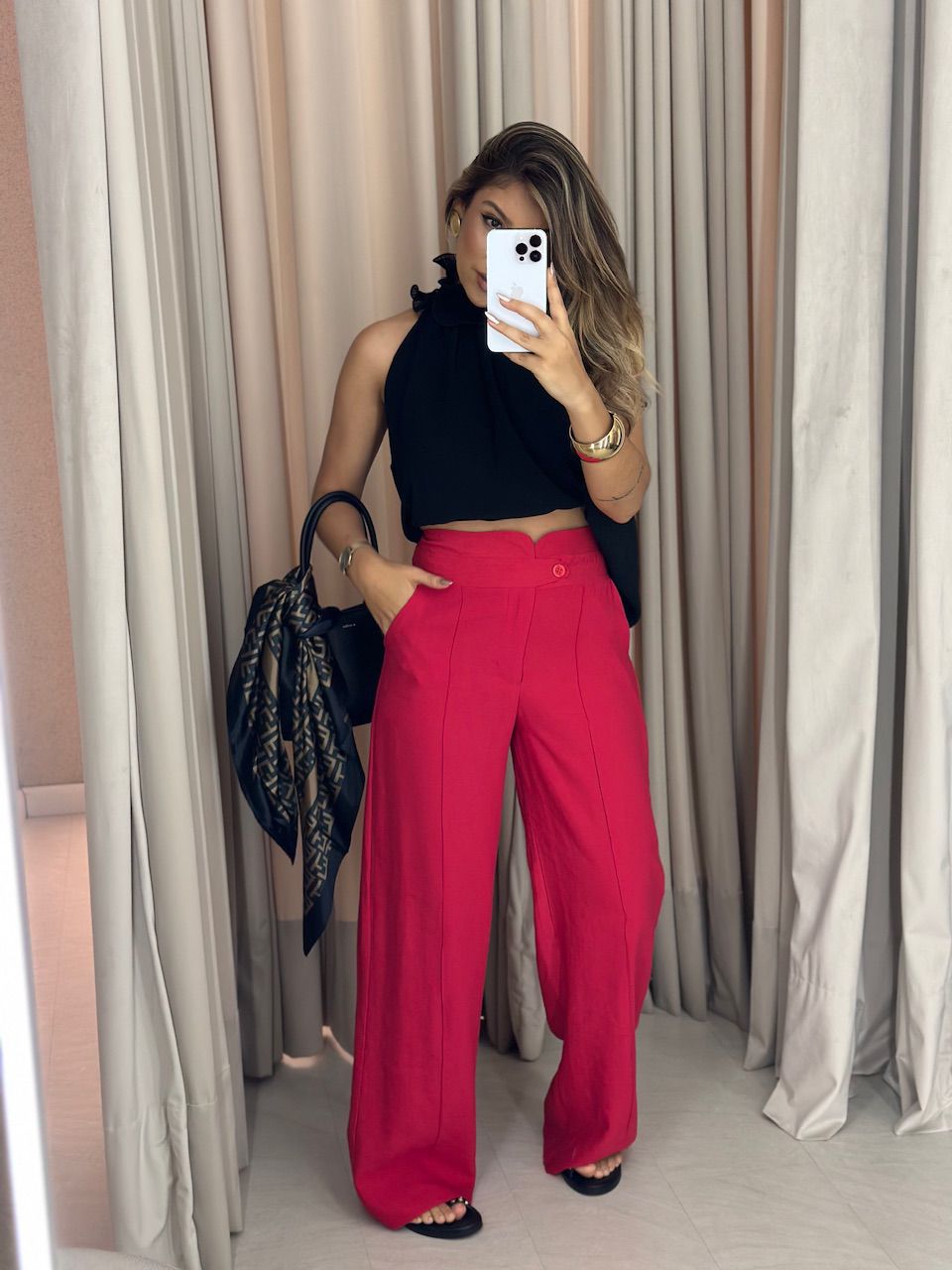 CALÇA CHARLENE PANTALONA vermelha