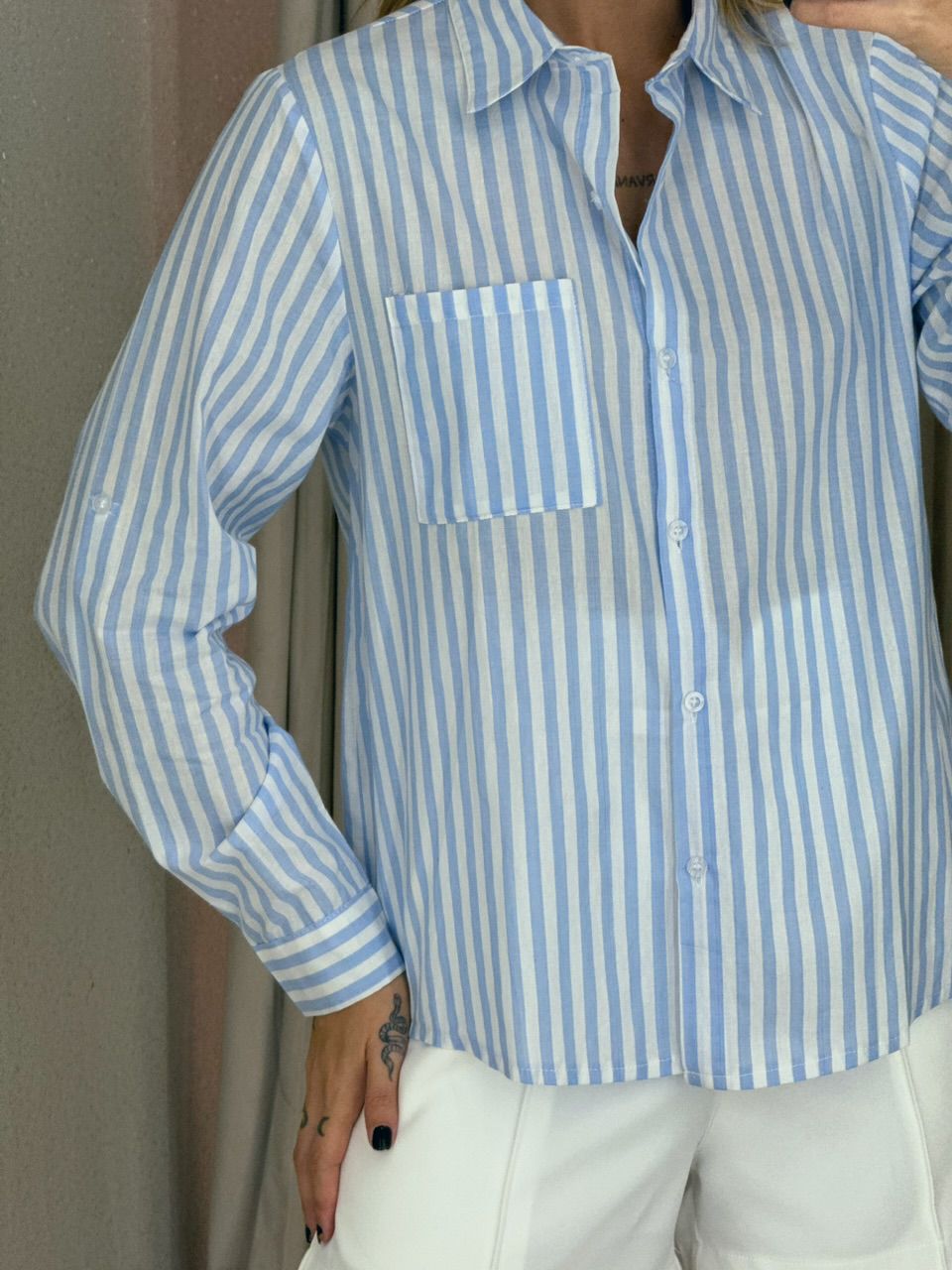 CAMISA DÉBORA LISTRADA Azul Claro