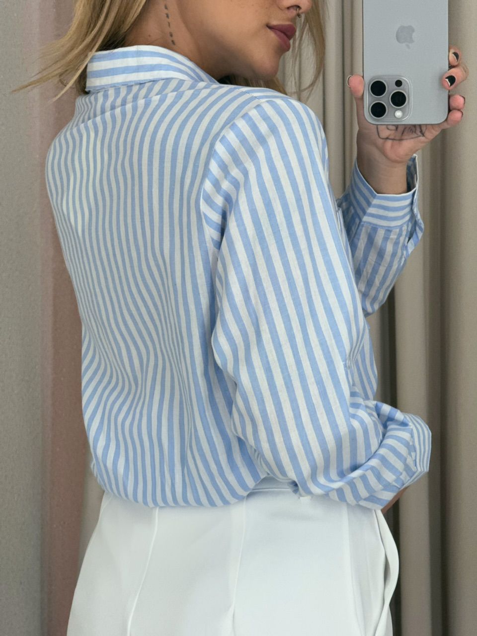 CAMISA DÉBORA LISTRADA Azul Claro