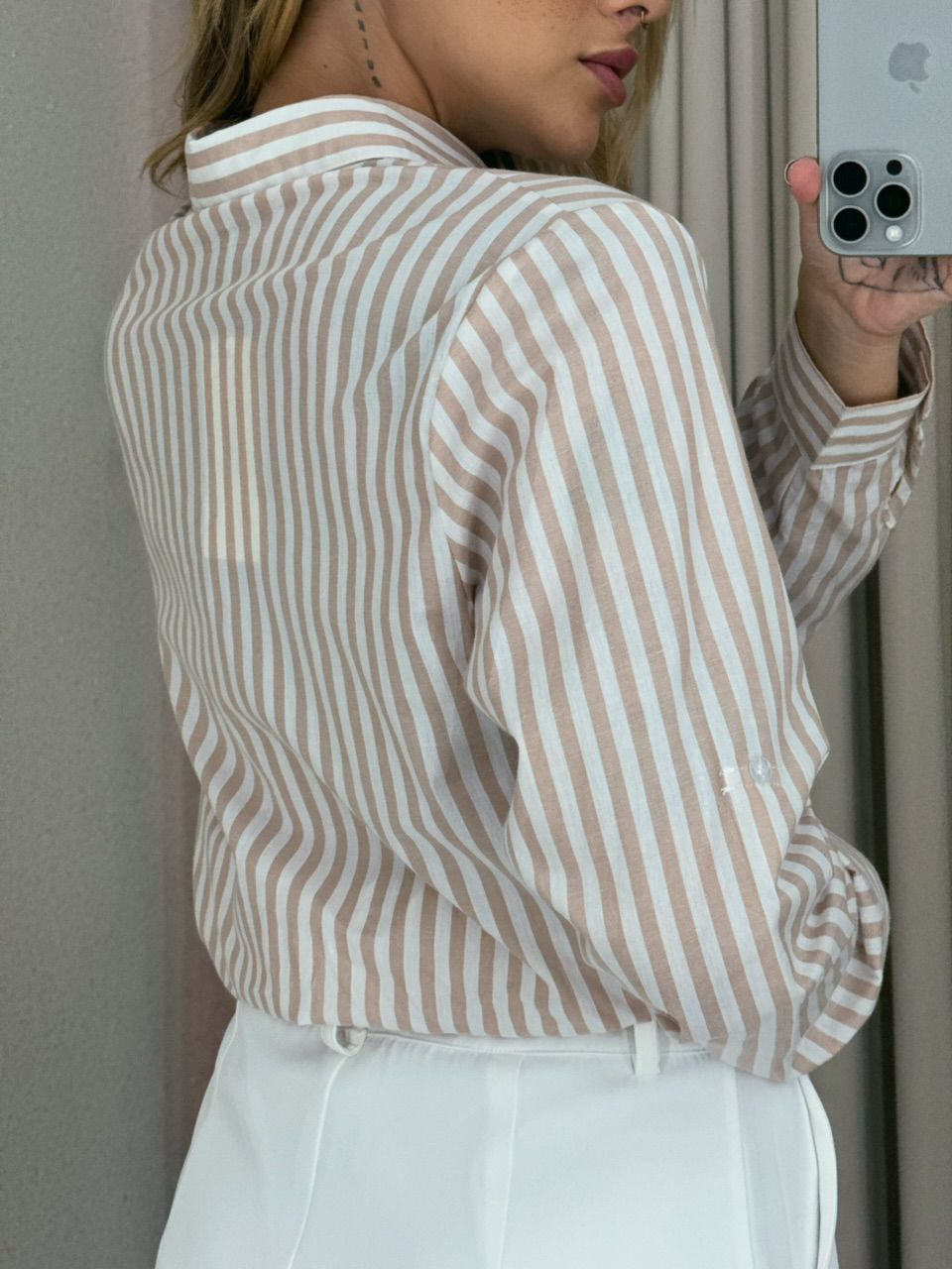 CAMISA DÉBORA LISTRADA Nude