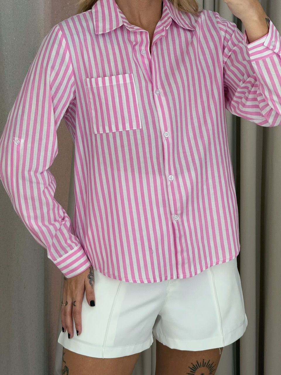 CAMISA DÉBORA LISTRADA Rosa