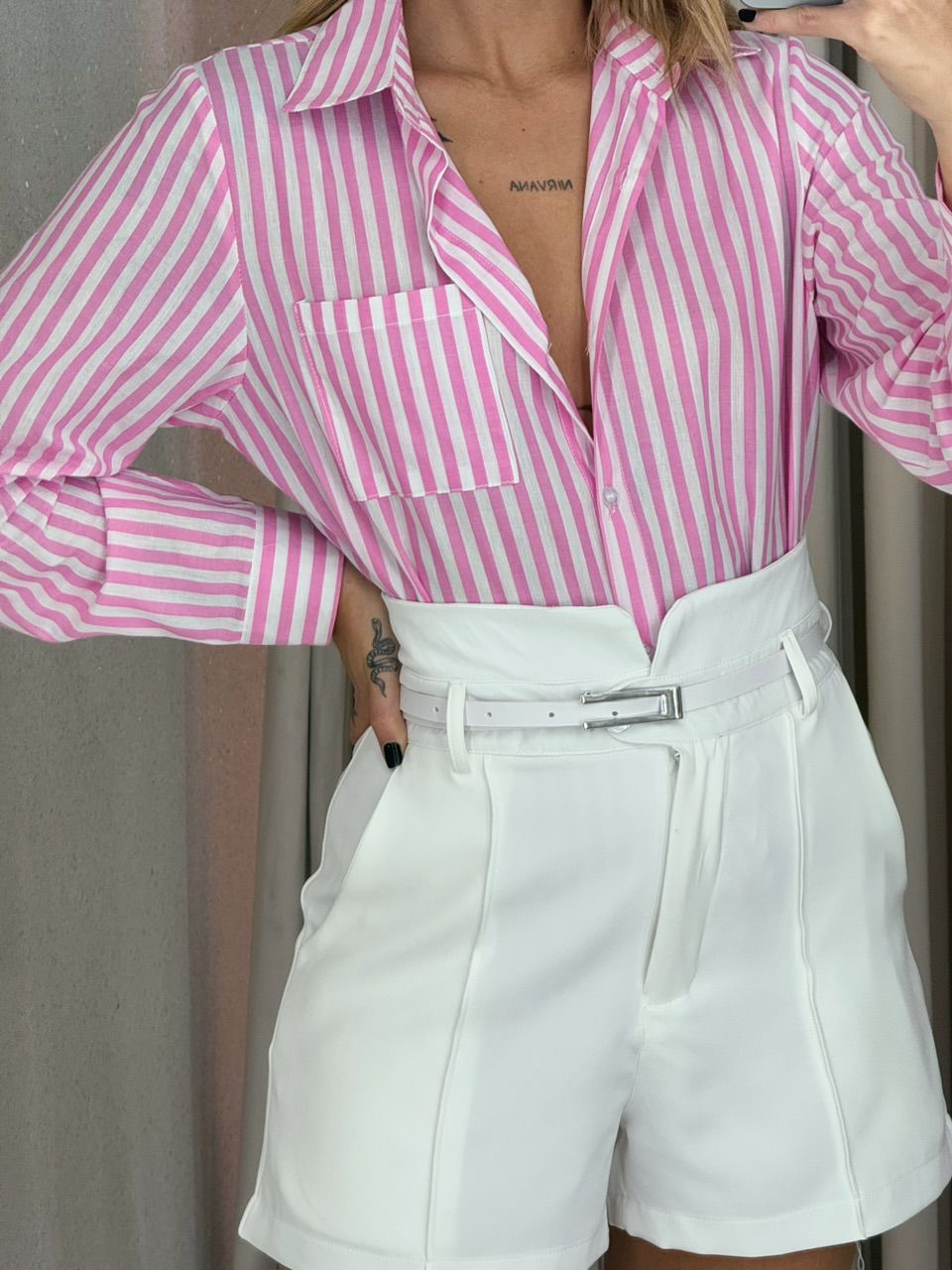 CAMISA DÉBORA LISTRADA Rosa