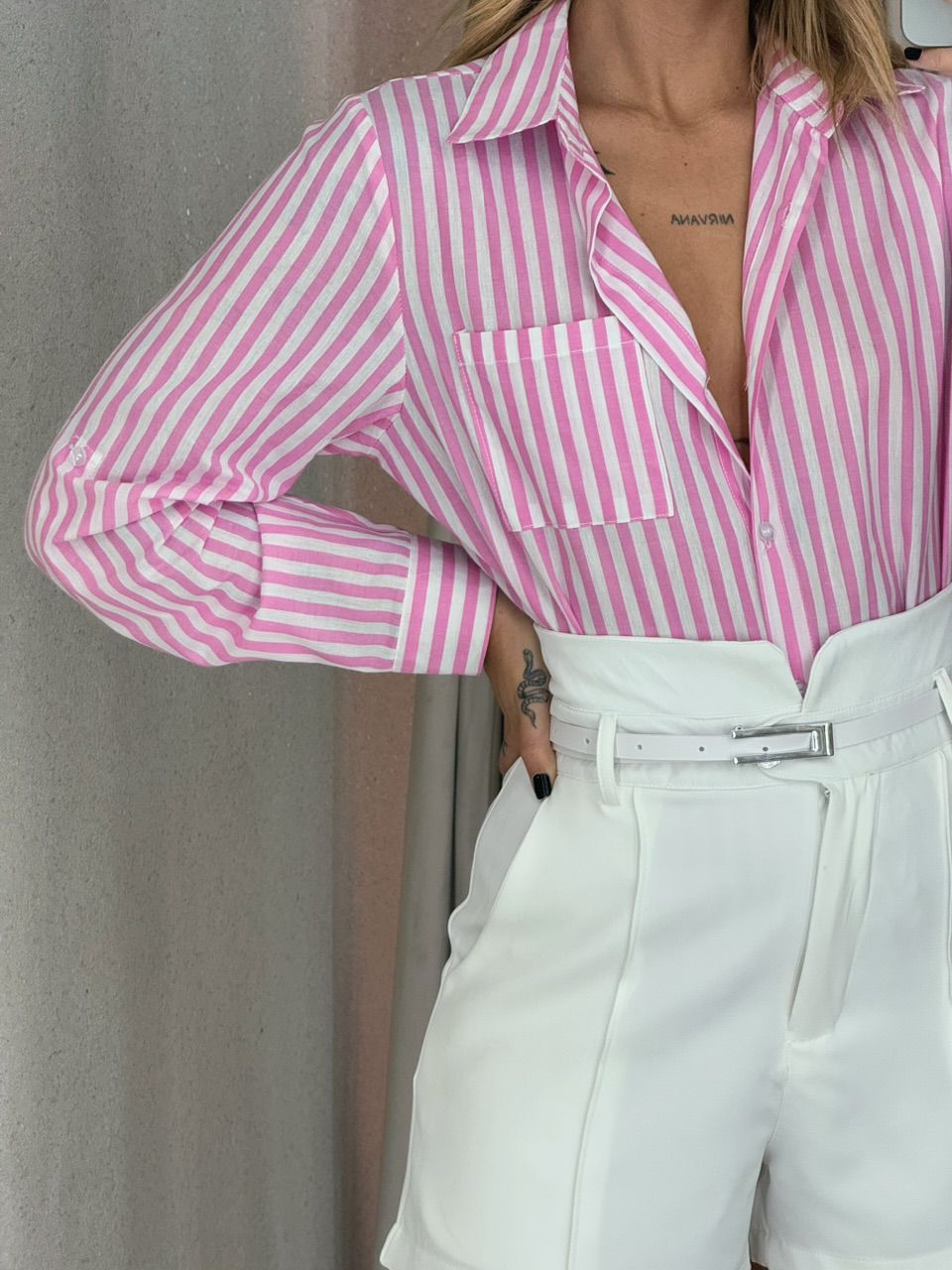 CAMISA DÉBORA LISTRADA Rosa