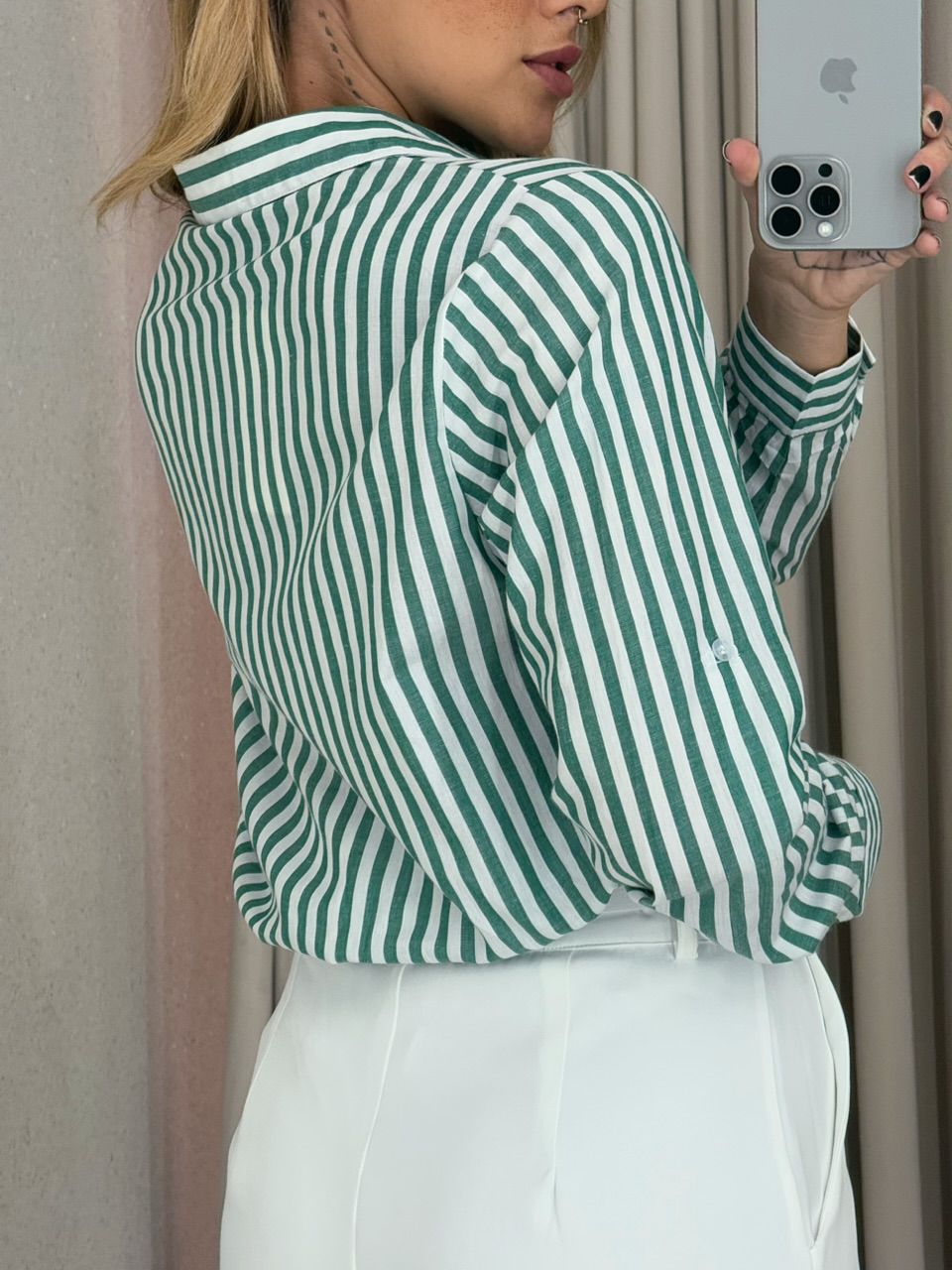 CAMISA DÉBORA LISTRADA verde