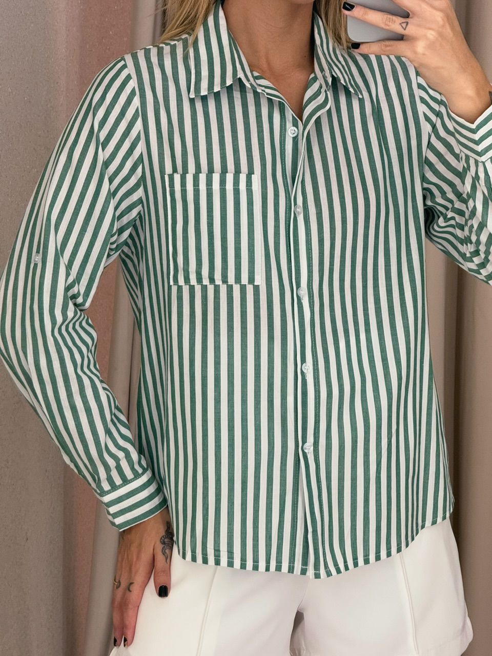 CAMISA DÉBORA LISTRADA verde